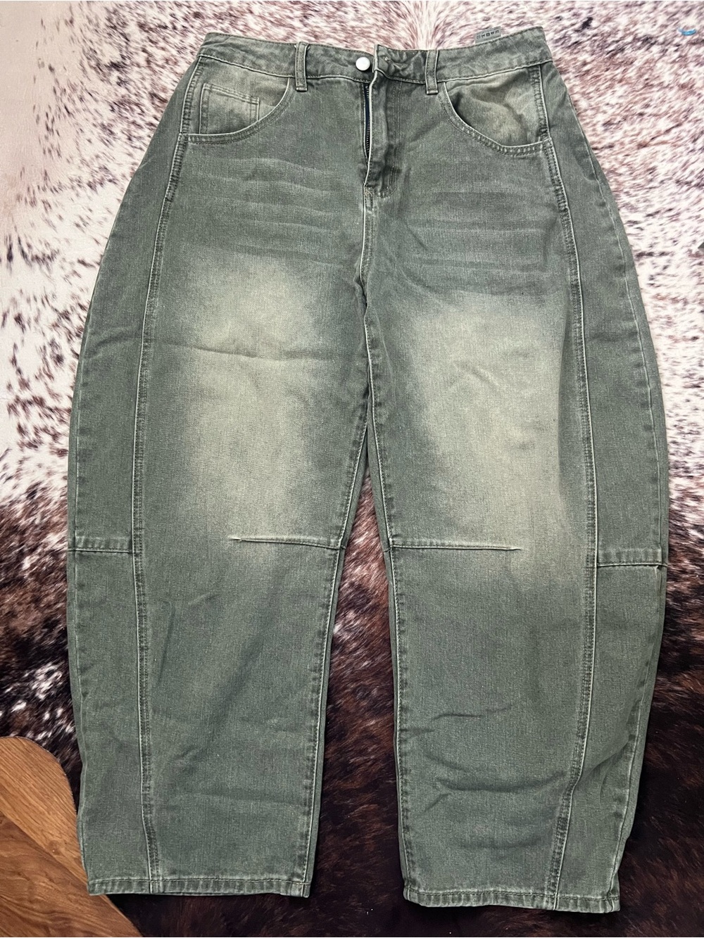 Women's High-Rise Washed Olive Green Jeans